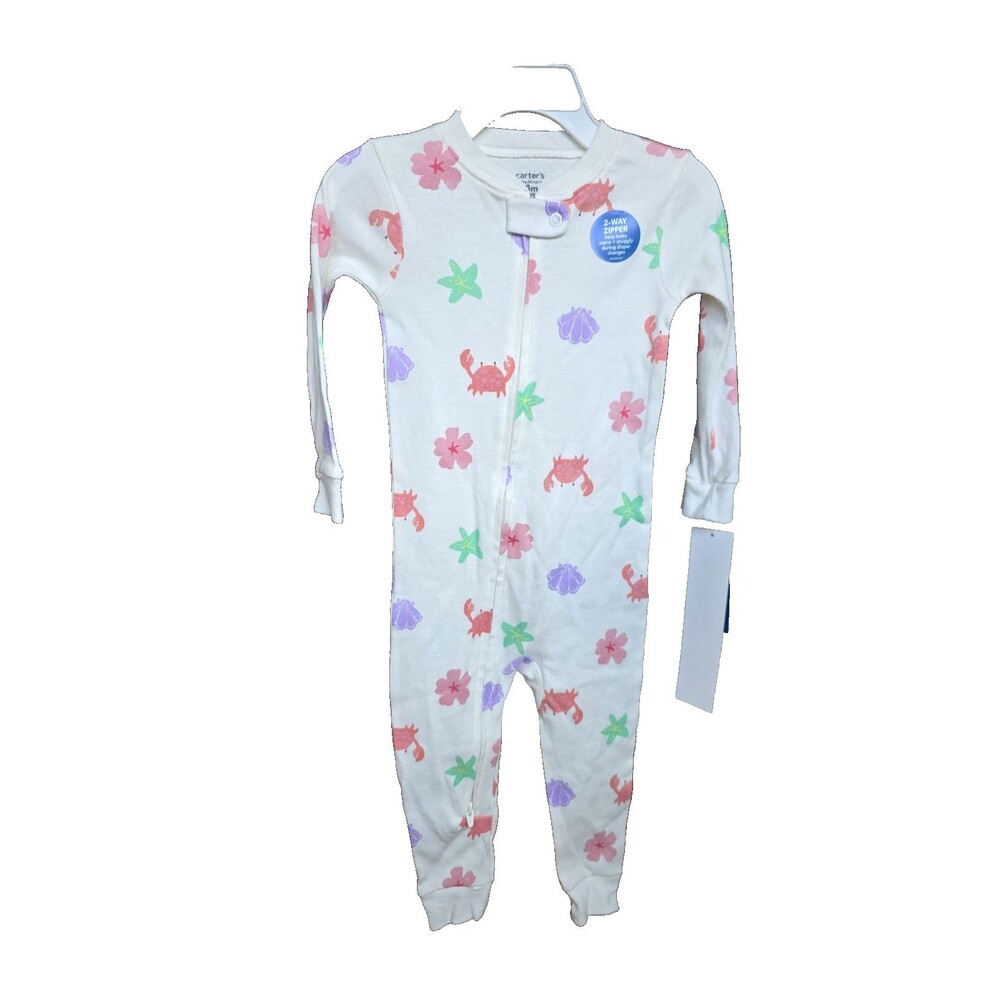 Carter's Bedtime Girl Sea Critters 100% Cotton 1-Piece Pajama 18mos New